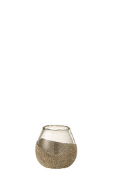 Porte-lampions demi-perles verre rond or S